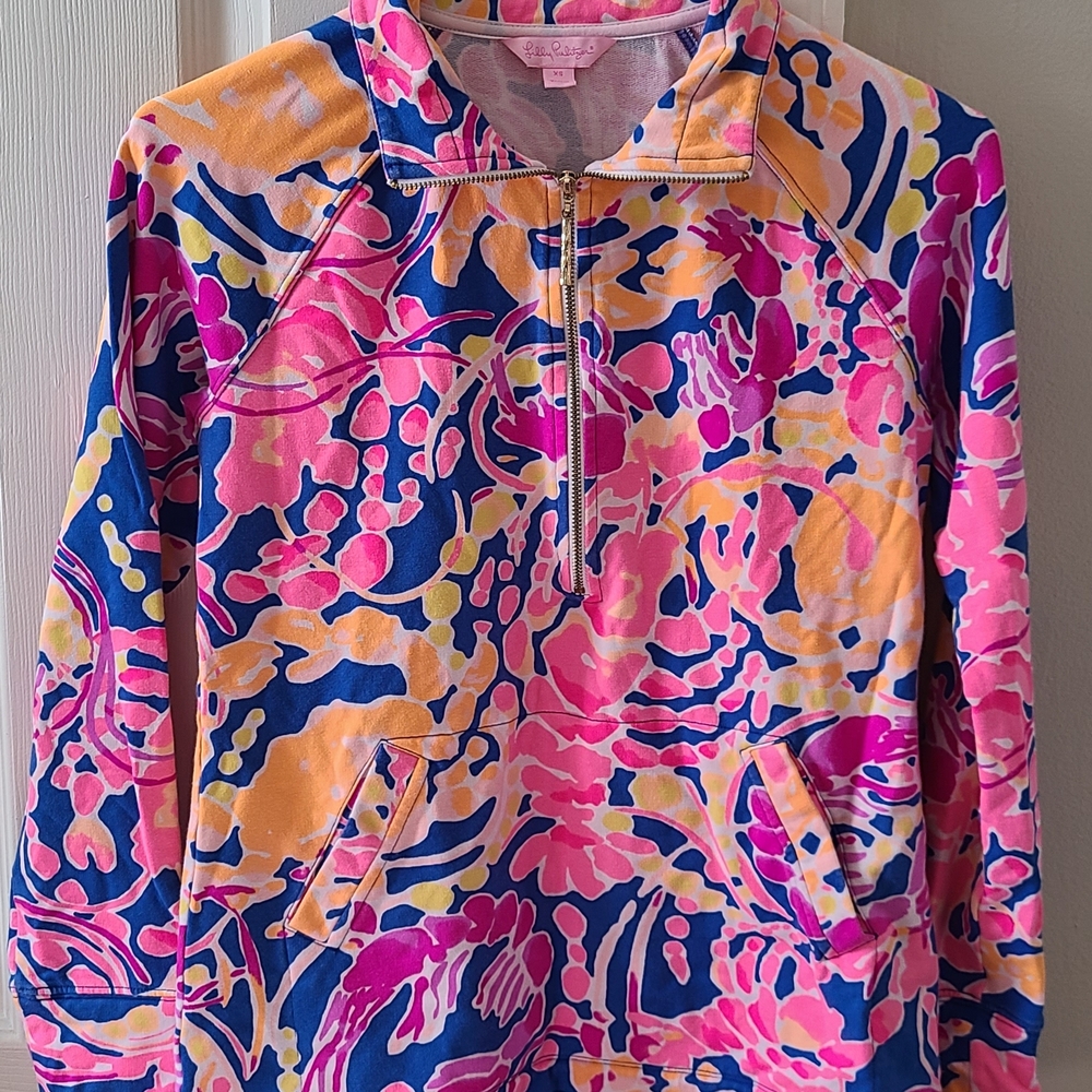 Lilly Pulitzer Upf 50+ Skipper Printed Popover with POCKETS 1/2 Zip Women's XS